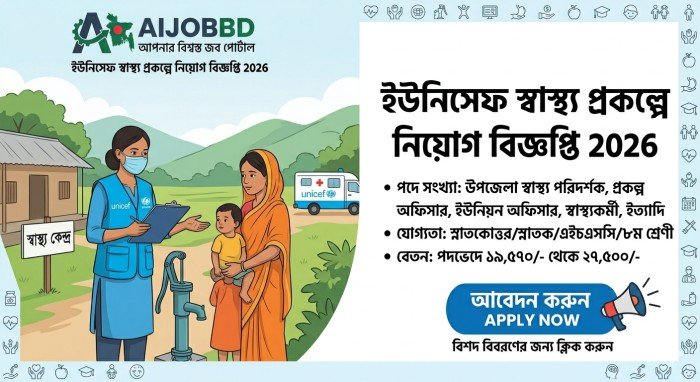 ইউনিসেফ স্বাস্থ্য প্রকল্পে নিয়োগ বিজ্ঞপ্তি 2026