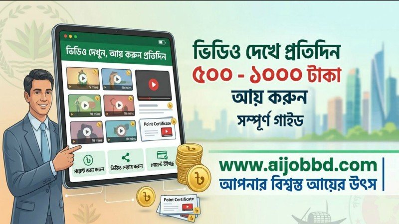 ভিডিও দেখে প্রতিদিন ৫০০ ১০০০ টাকা আয় করুন guide bangla