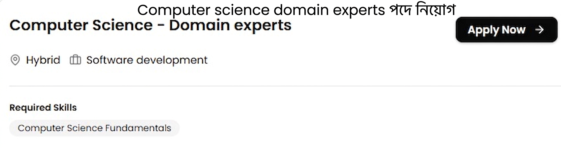 Computer science domain experts পদে নিয়োগ