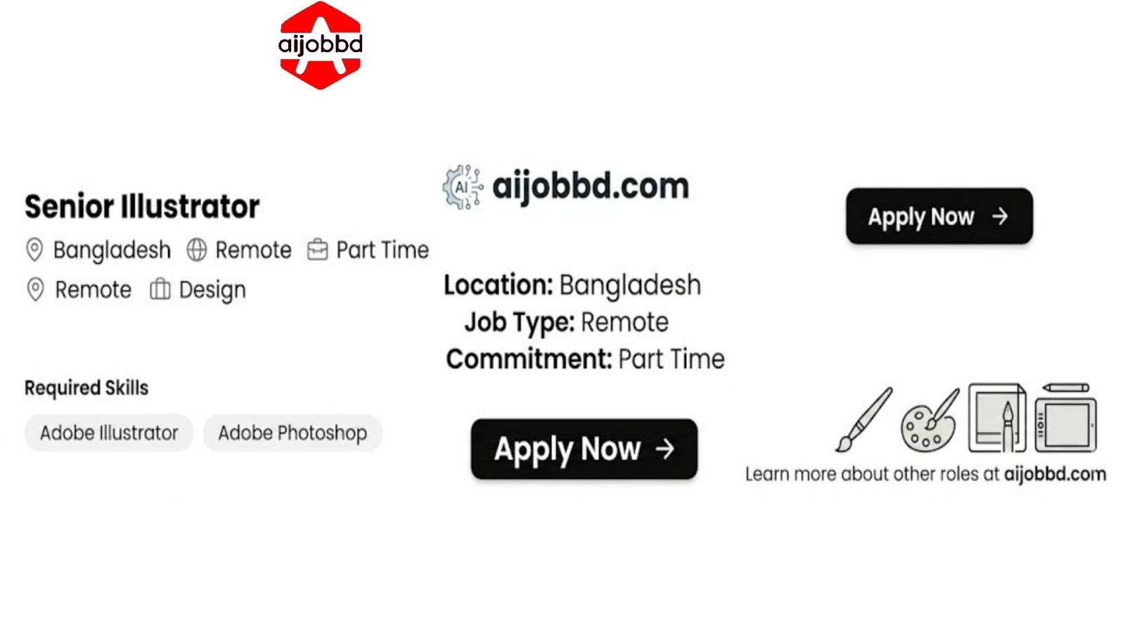 রিমোট পার্ট-টাইম চাকরি Senior illustrator remote job bangladesh part time